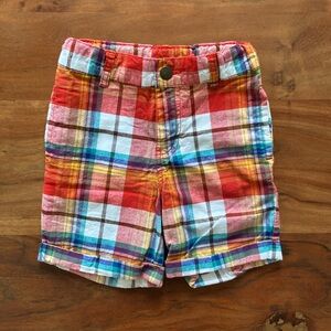 Target Cherokee toddler boy plaid shorts red blue orange spring summer kids 3T